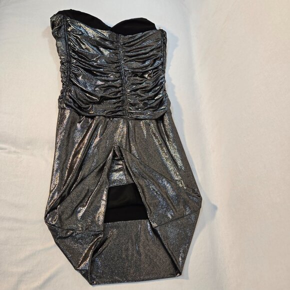 MILANO Silver Metallic Strapless Ruched Ruffled Mini Dress Size XXXL New NO Tag! - Picture 7 of 16